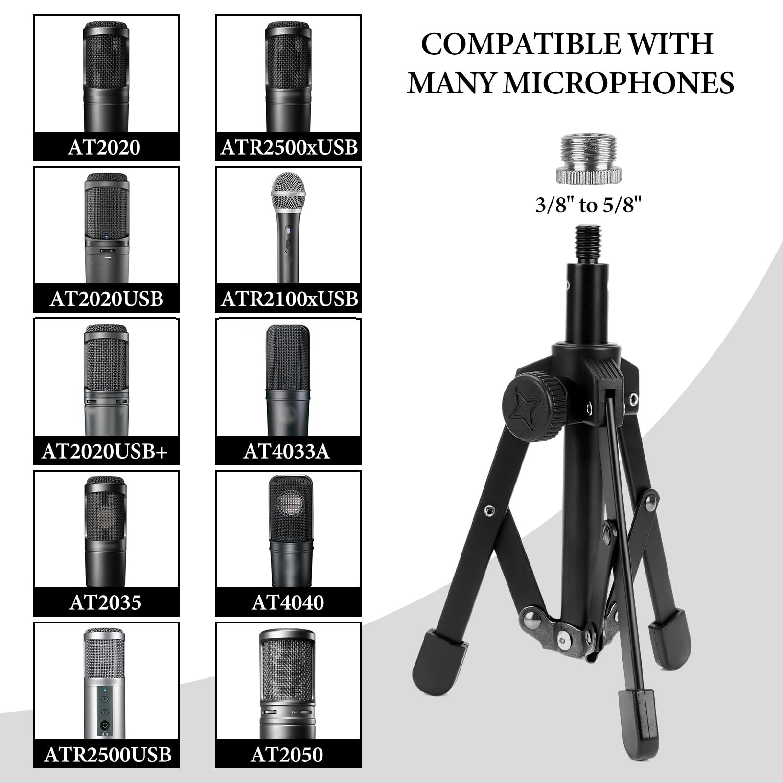 for Creators Tabletop Tripod Mic Stand Compatible with ATH AT2020 AT2020USB A...