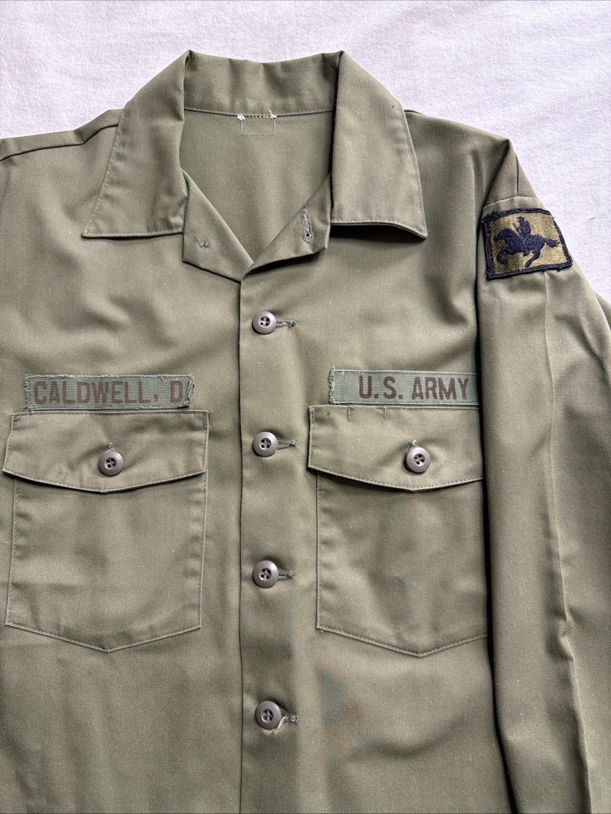1980s Military Shirt OG 507 Green Xl 80s Long Sleeve Army 116th Infantry