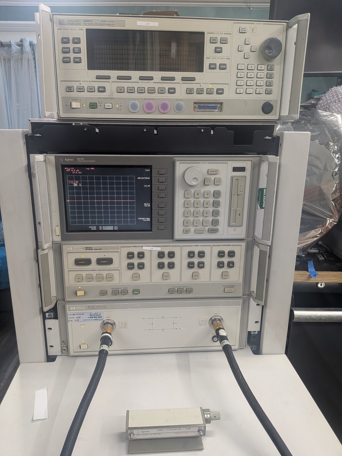 HP Agilent 8510C Network Analyzer LCD! Cal'd! 83651B/83651A/83650b 8517B Opt 7!!