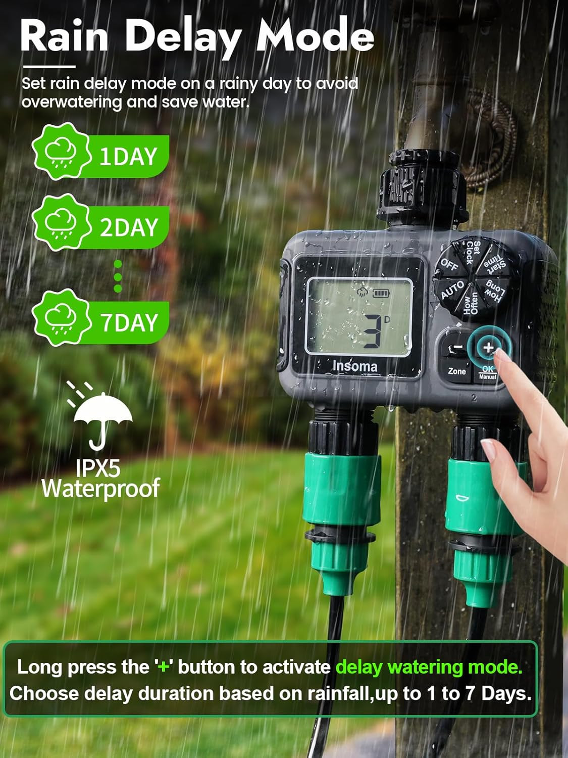 2-Zone Sprinkler Timer, Programmable Garden Hose Timer