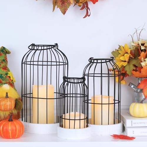 Rustic Farmhouse Lantern Decor Set of 3 Lanterns Decorative Indoor and