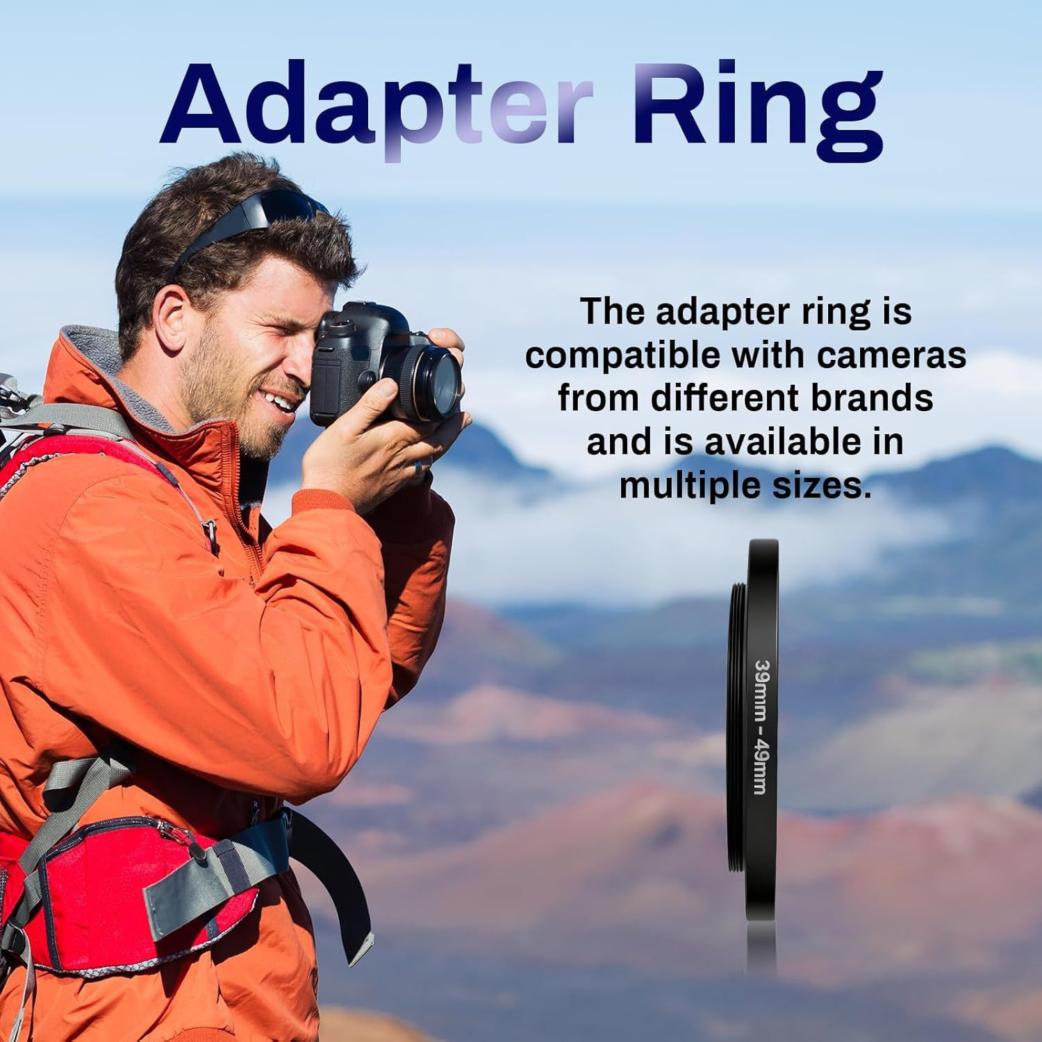 39Mm to 49Mm Lens Filter Adapter Ring, Metal Step up Ring Adapter Filter Steppin