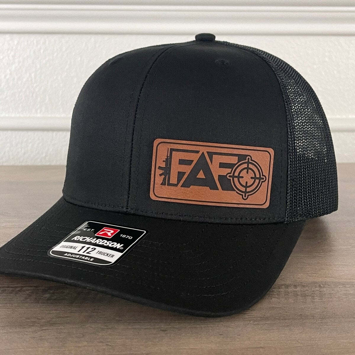 FAFO F Around And Find Out Side Leather Patch Hat Black
