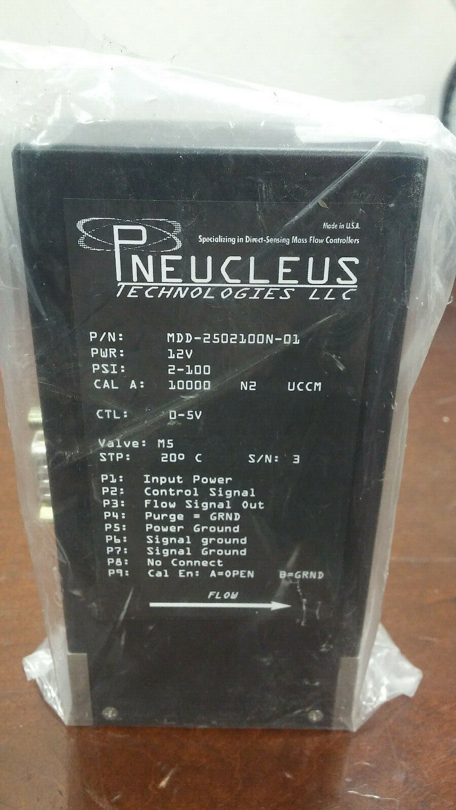 PNEUCLEUS Technologies MDD-2502100N-01 12V 2-100 PSI MediMeter Mass Flow Meter