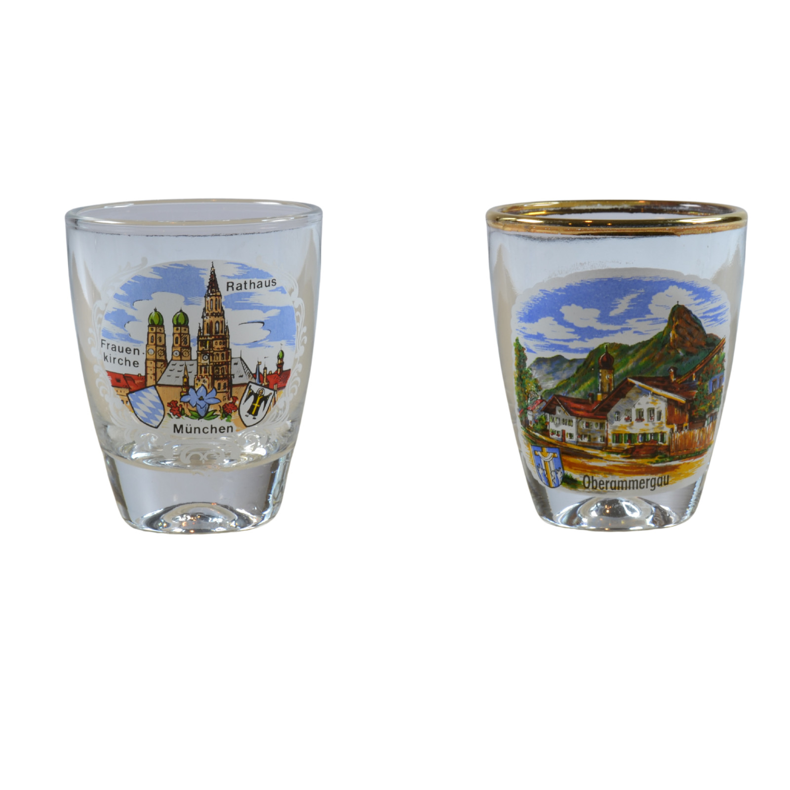 2 Shot Glasses Oberammergau & Munchen 2" Tall