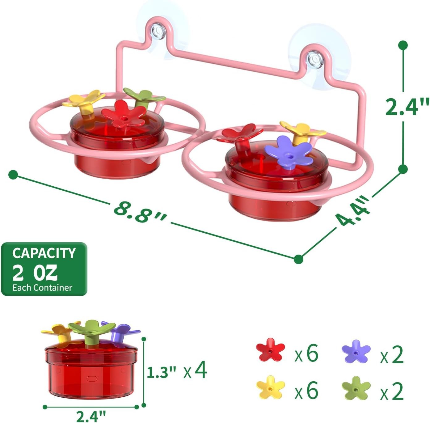 2 Pack Window Hummingbird Feeder, Small Feeder for 2PC-Pink