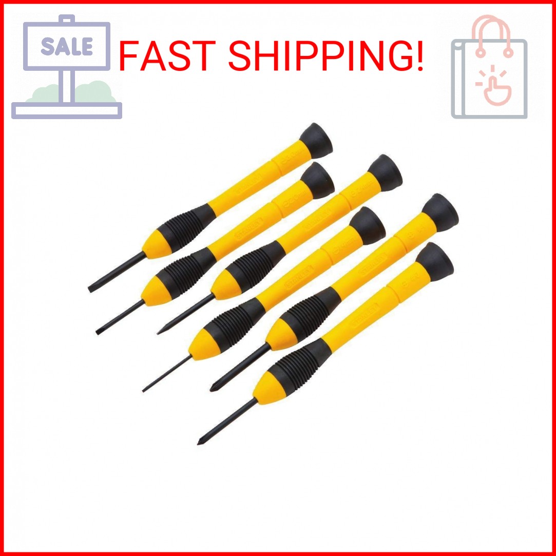Stanley Tools 6-Piece Precision Screwdriver Set, Black/Yellow
