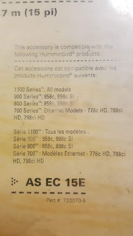 Humminbird Ethernet Cable ASA EC 15E