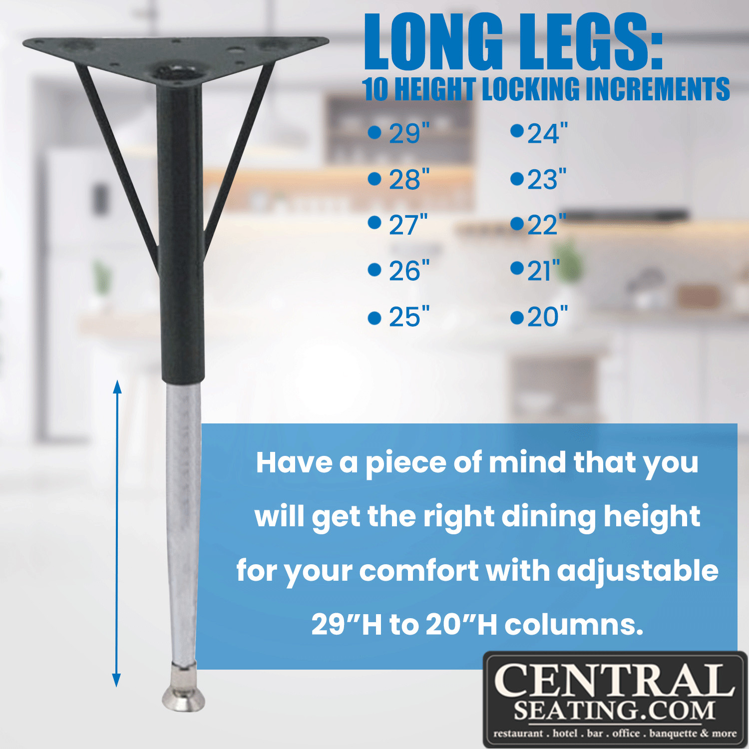 Adjustable Table Legs, Activity Desk Legs Kit, Tall Classroom Table 20-29"