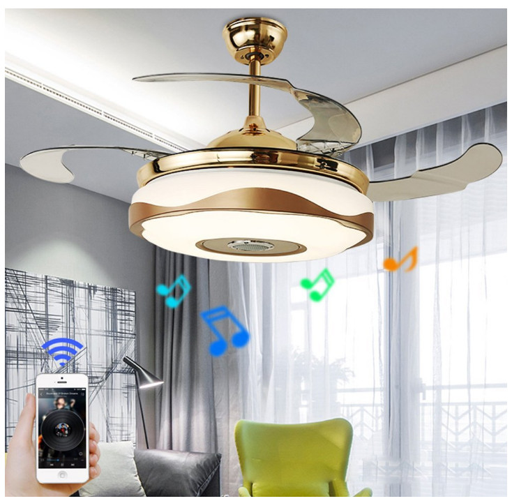 Ceiling Light Fan Chandelier Remote  Bluetooth Music Player 36'' Home Fixture