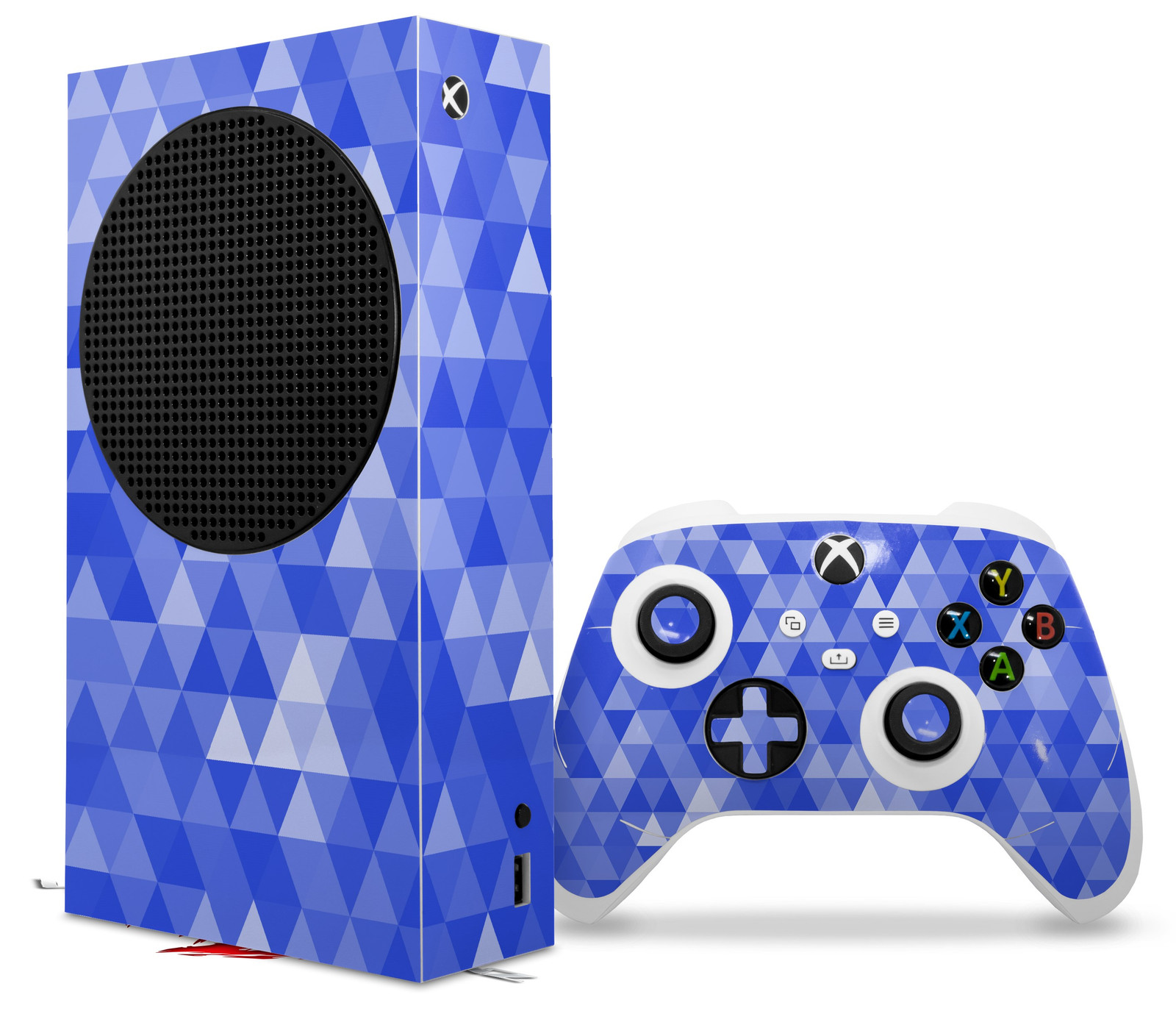 Skin Wrap for XBOX Series S Console Controller Triangle Mosaic Blue