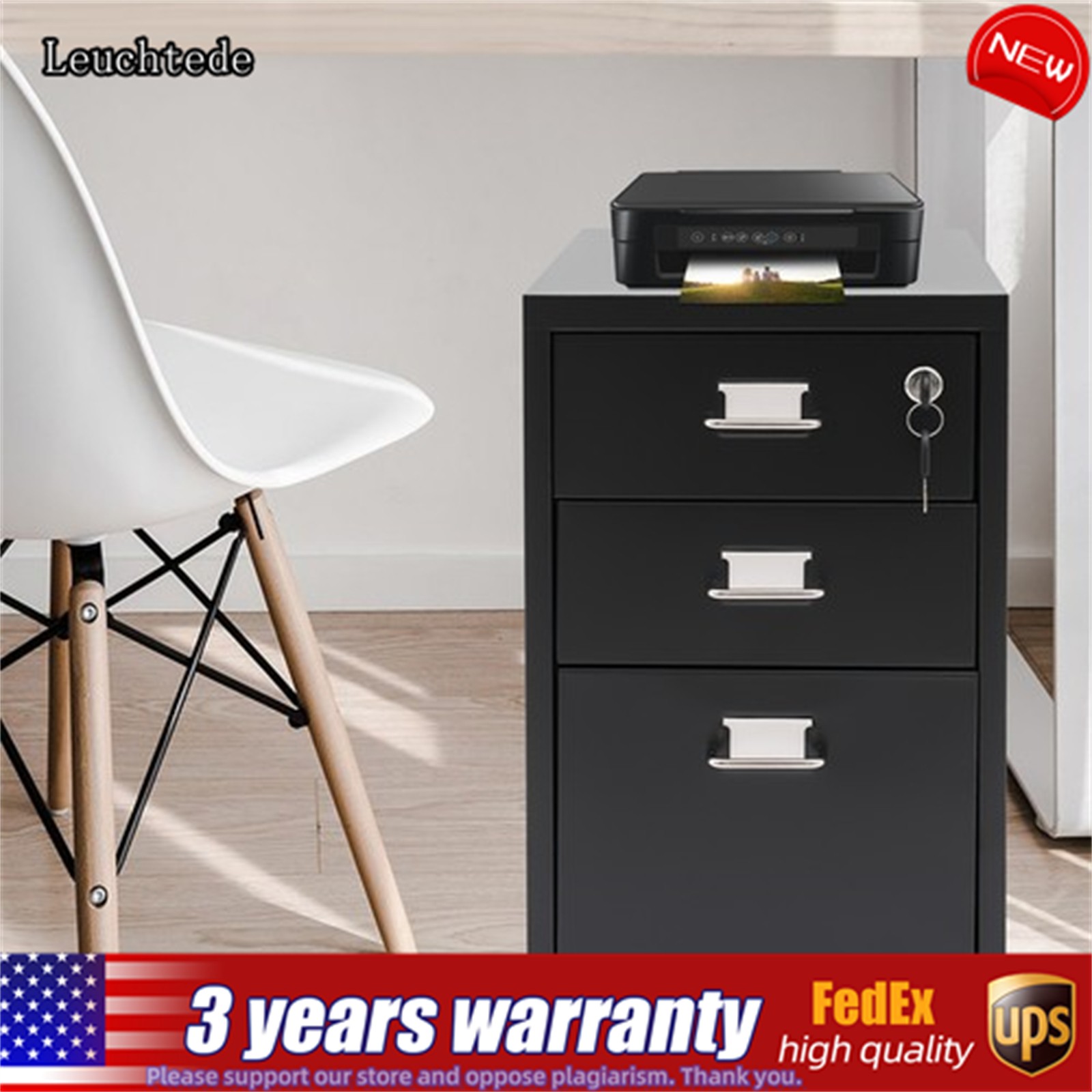 Mobile Filing Cabinet 3 Drawer Organizer Vertical File Cabinet Office Storage