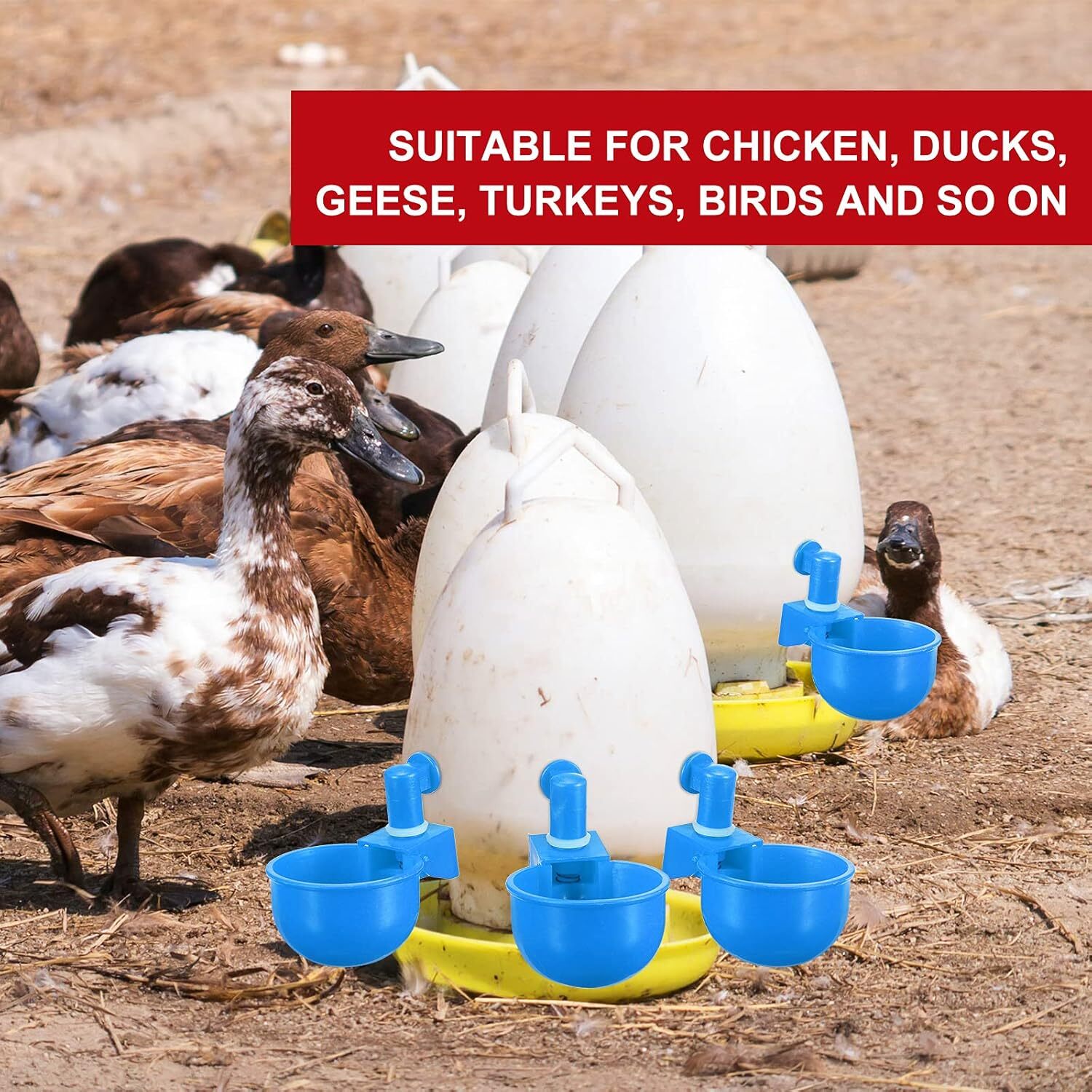 12Pcs Automatic Water Cups Poultry Drinker Waterer Chicken Duck Quail Drinking