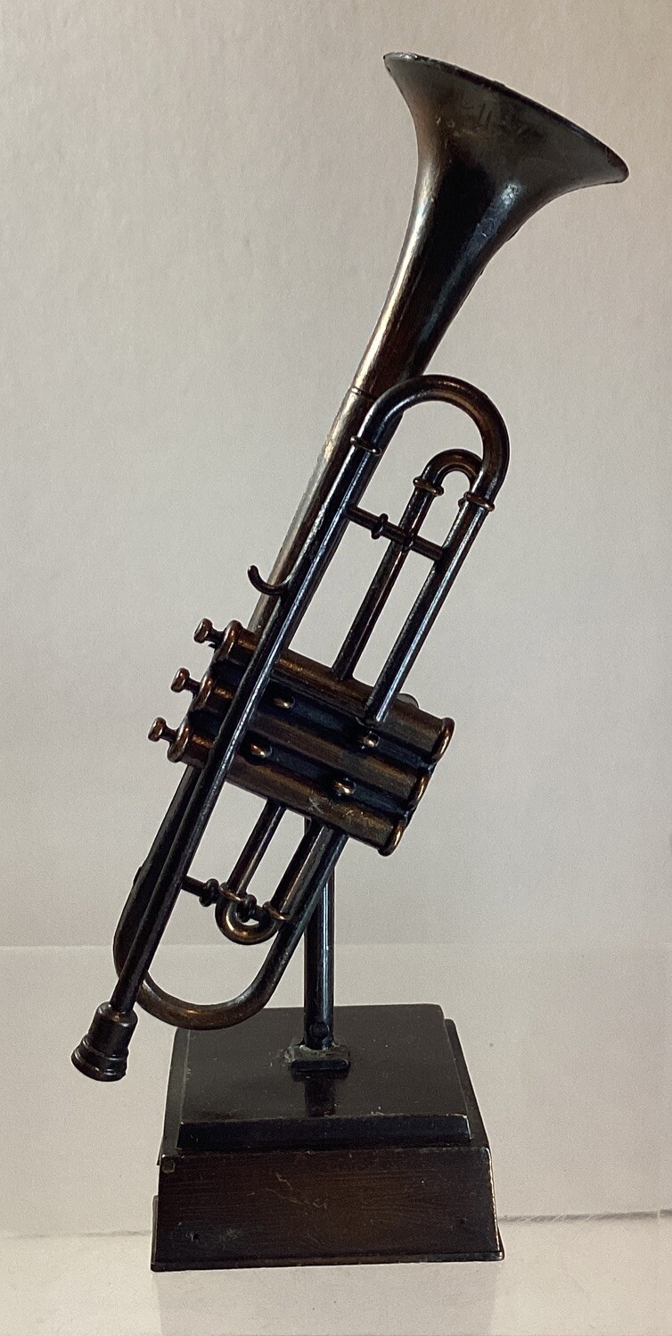 Vintage Trumpet Die Cast Metal Musical Instrument Pencil Sharpener