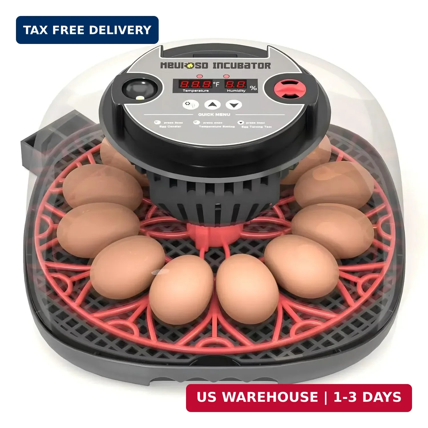 12-24 Egg Incubator with Humidity Display, Egg Candler, Automatic Egg Turner, fo