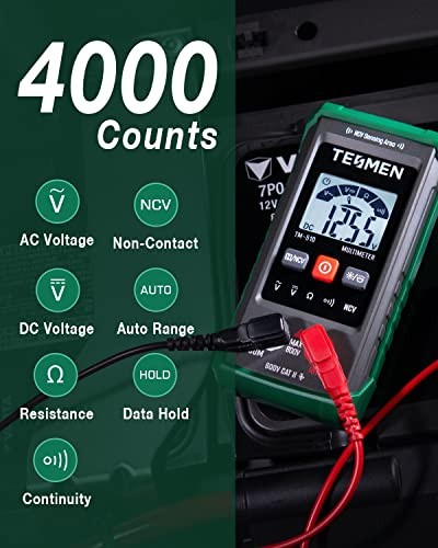 TM-510 Digital Multimeter, 4000 Counts, Smart TM-510 Auto Multimeter Green