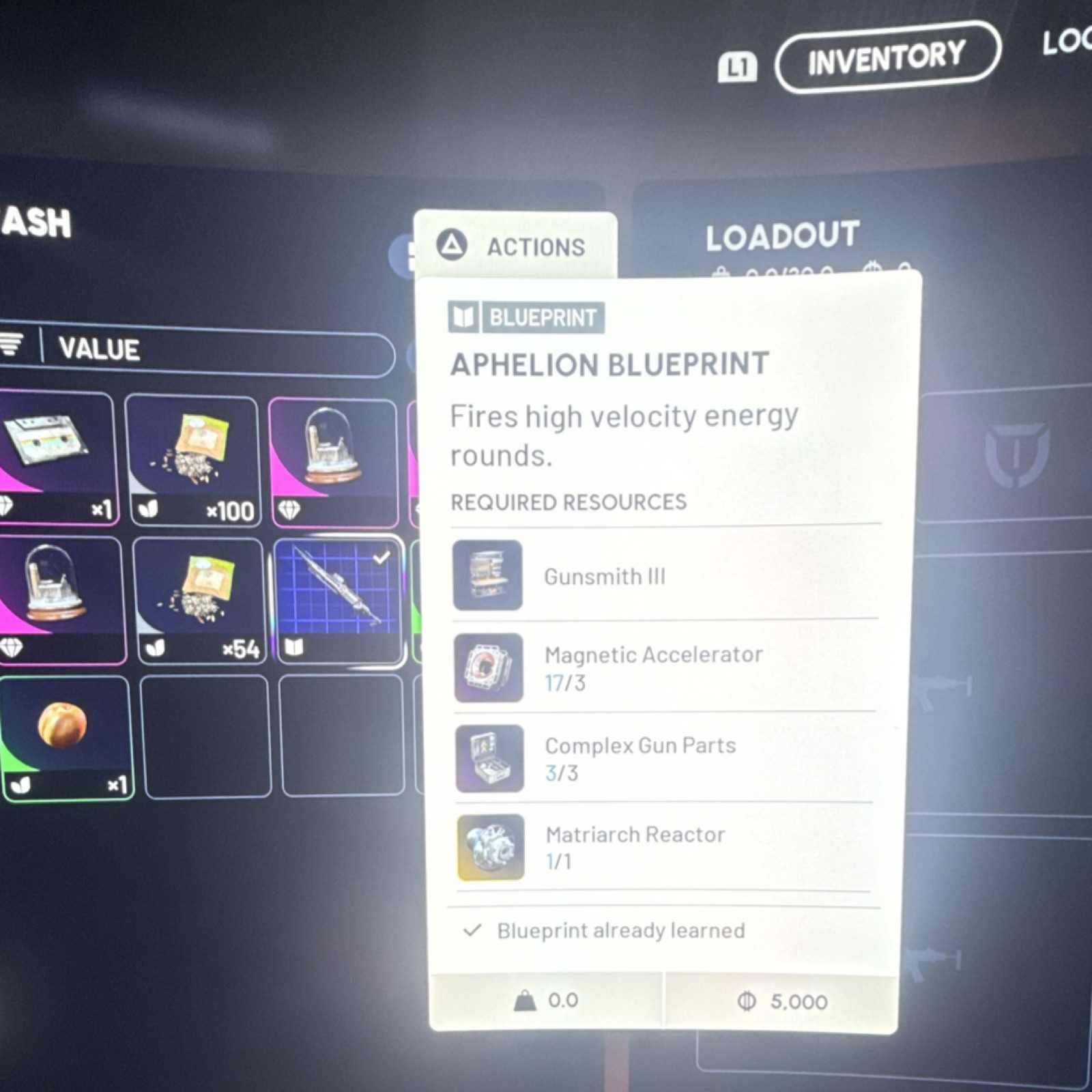 Aphelion Blueprint Game Item Fires High Velocity Energy Rounds Asset