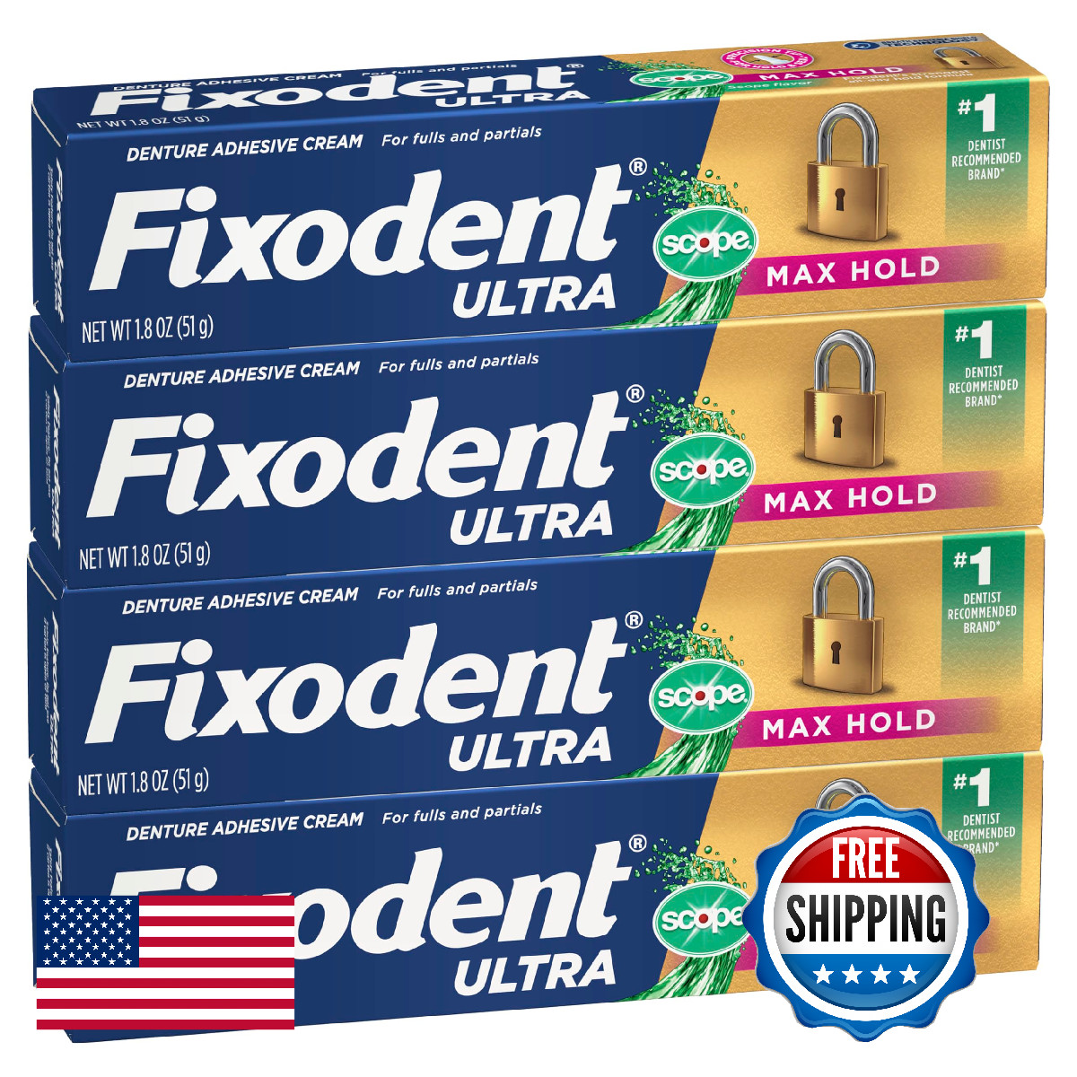 Ultra Max Hold Plus Scope Secure Denture Adhesive for Full and Partial Denture W