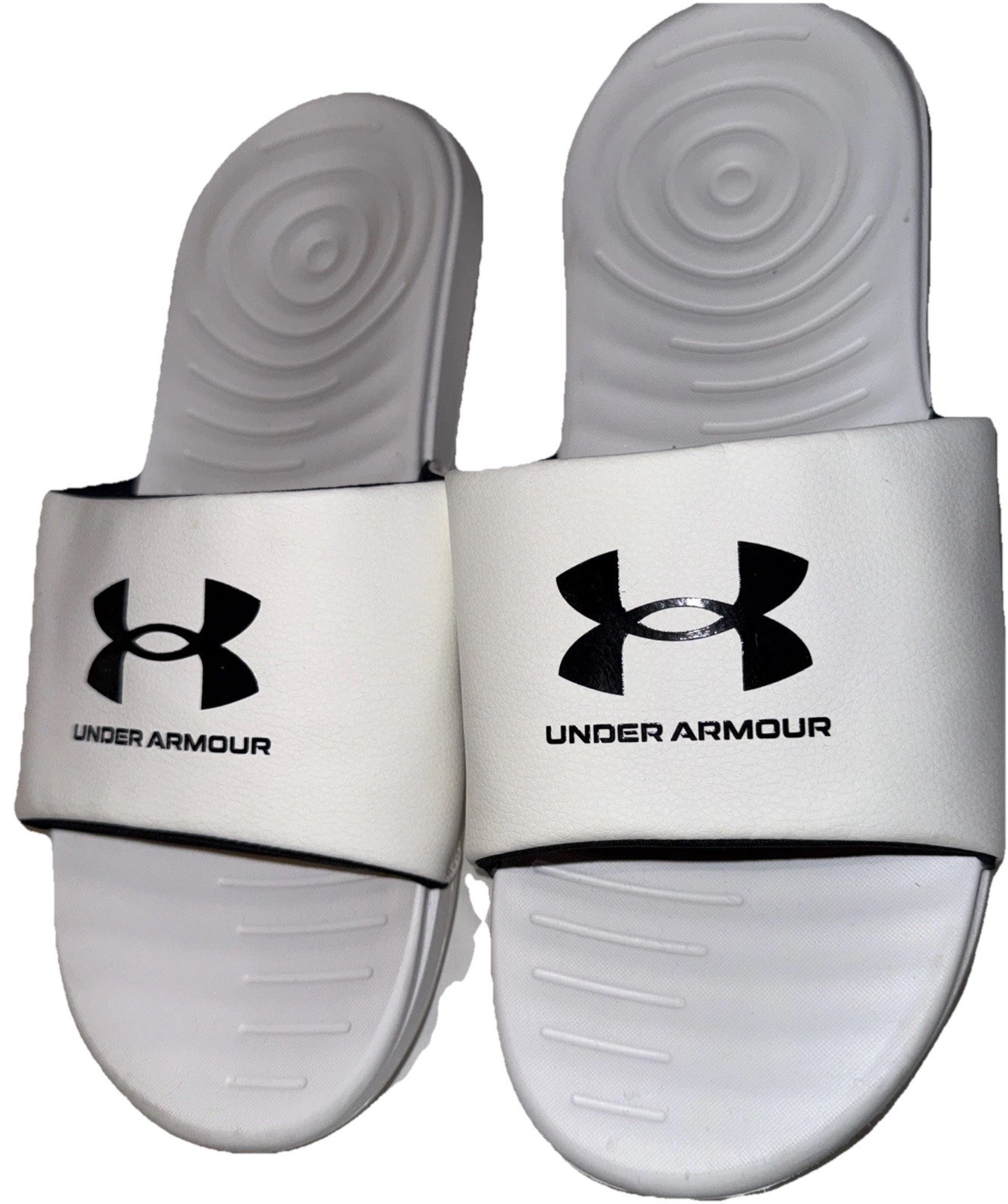 Under Armour Men's Size 11 Ansa Fix Slide White Black Lettering NWOT