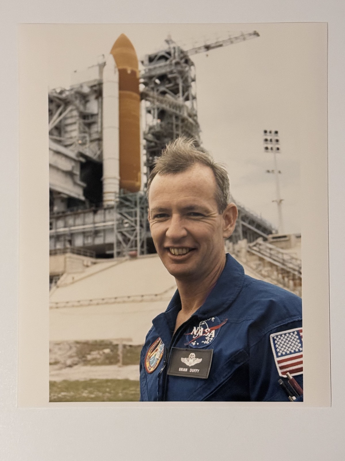 NASA STS-57 Brian Duffy By Shuttle Endeavour At Pad 39B Press Photo