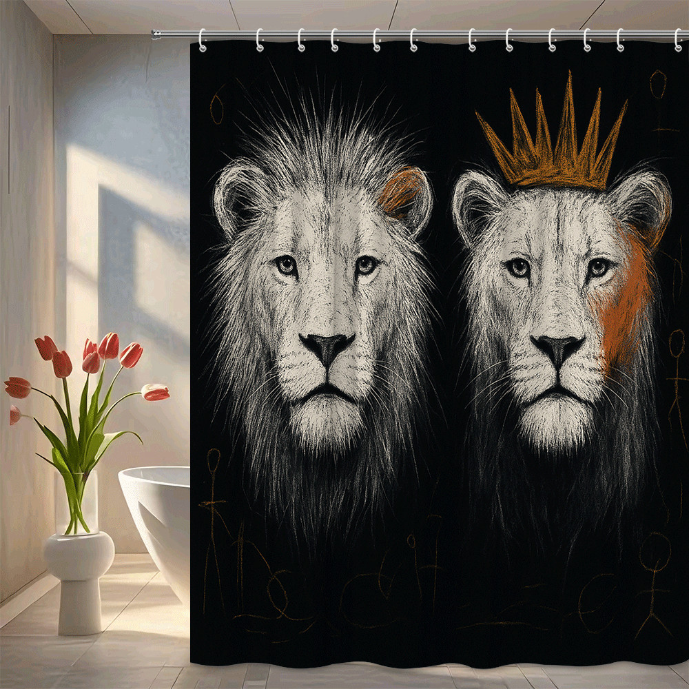Majestic Lion Shower Curtain - Black and White Art Decor