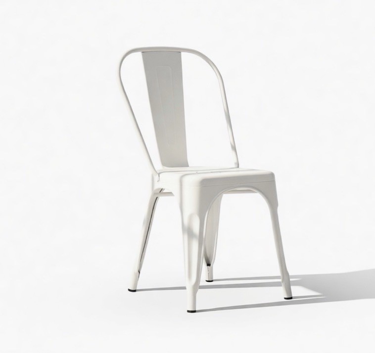 4 stackable Metal Dining Chairs White