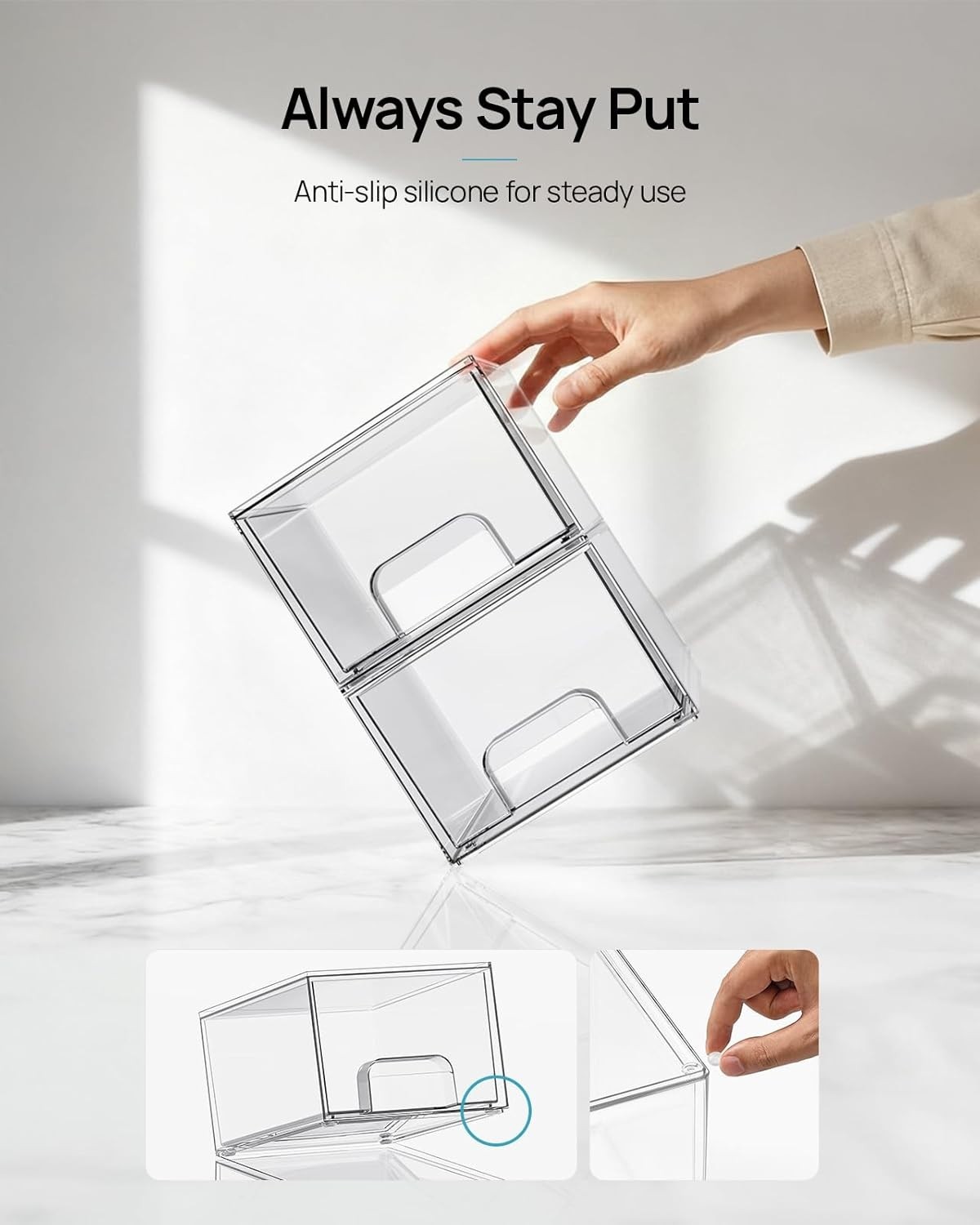 Multi-Purpose Acrylic Drawer Set - 4 Clear Stackable Organizers for Every Space