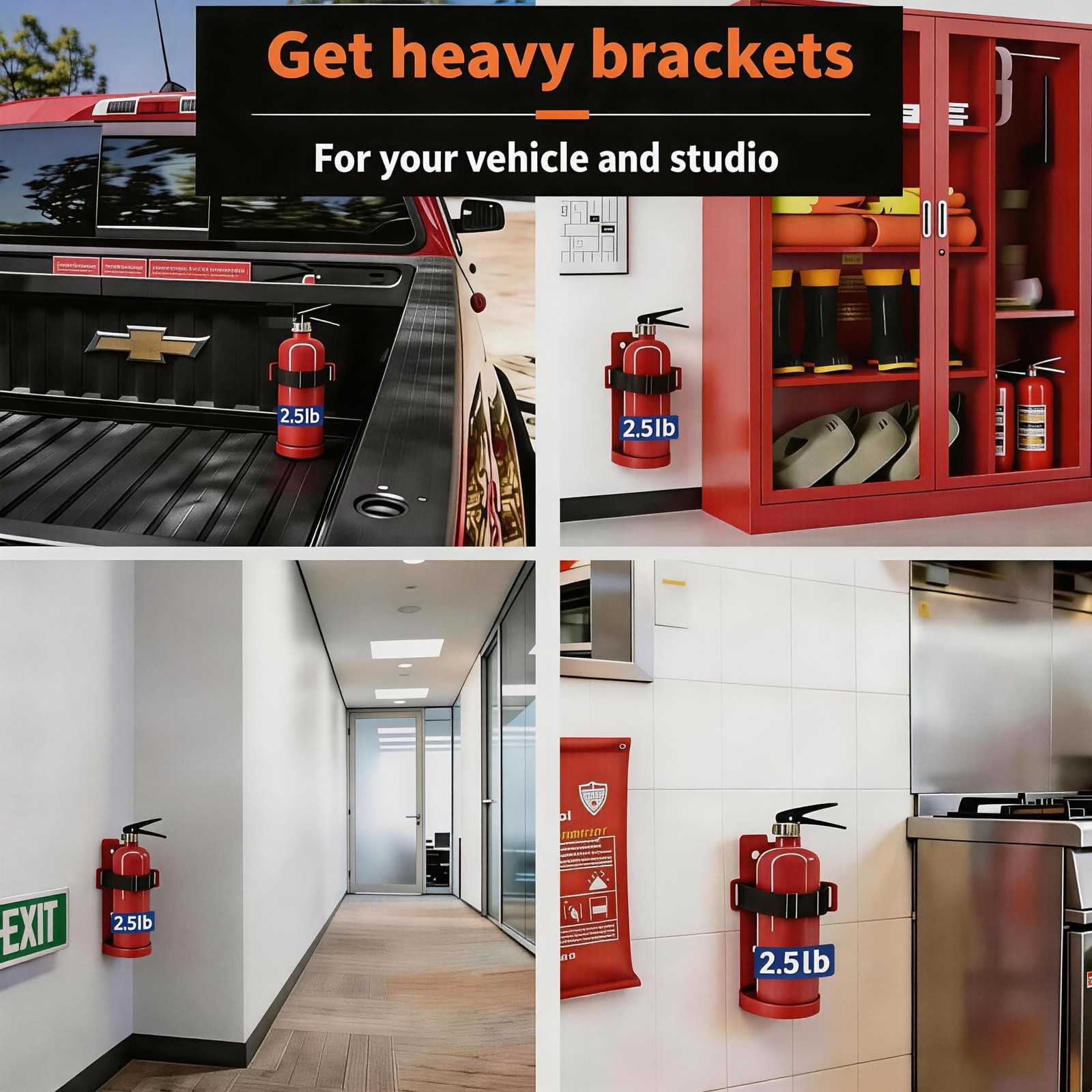 2.5LB Fire Extinguisher Mount, Heavy Duty Quick Release Metal Wall Mount Brac...