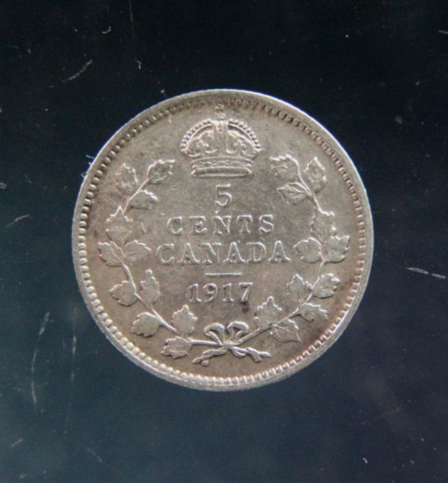 Canada, 5 cents, 1917 Silver coin(0.925)