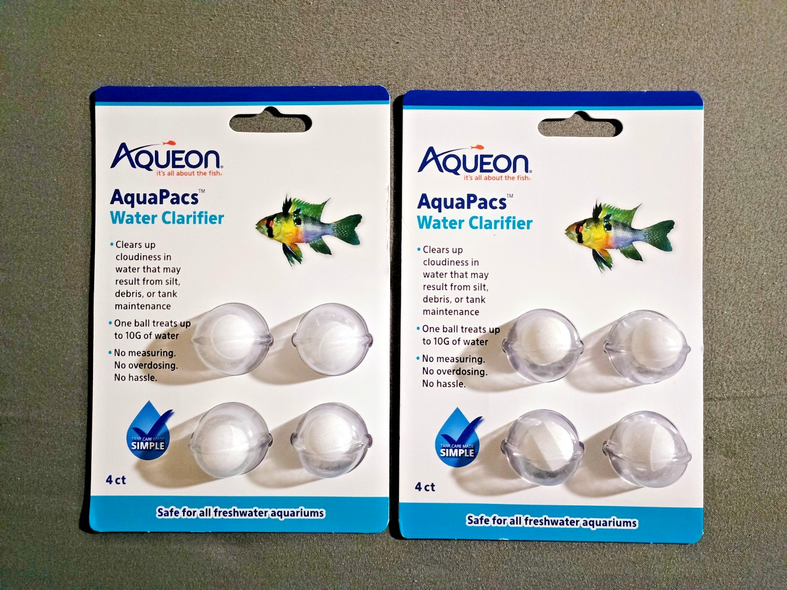 Lot of 2 Aqueon AquaPacs Water Clarifier Cleaner 4 Pack Freshwater Fish Tank