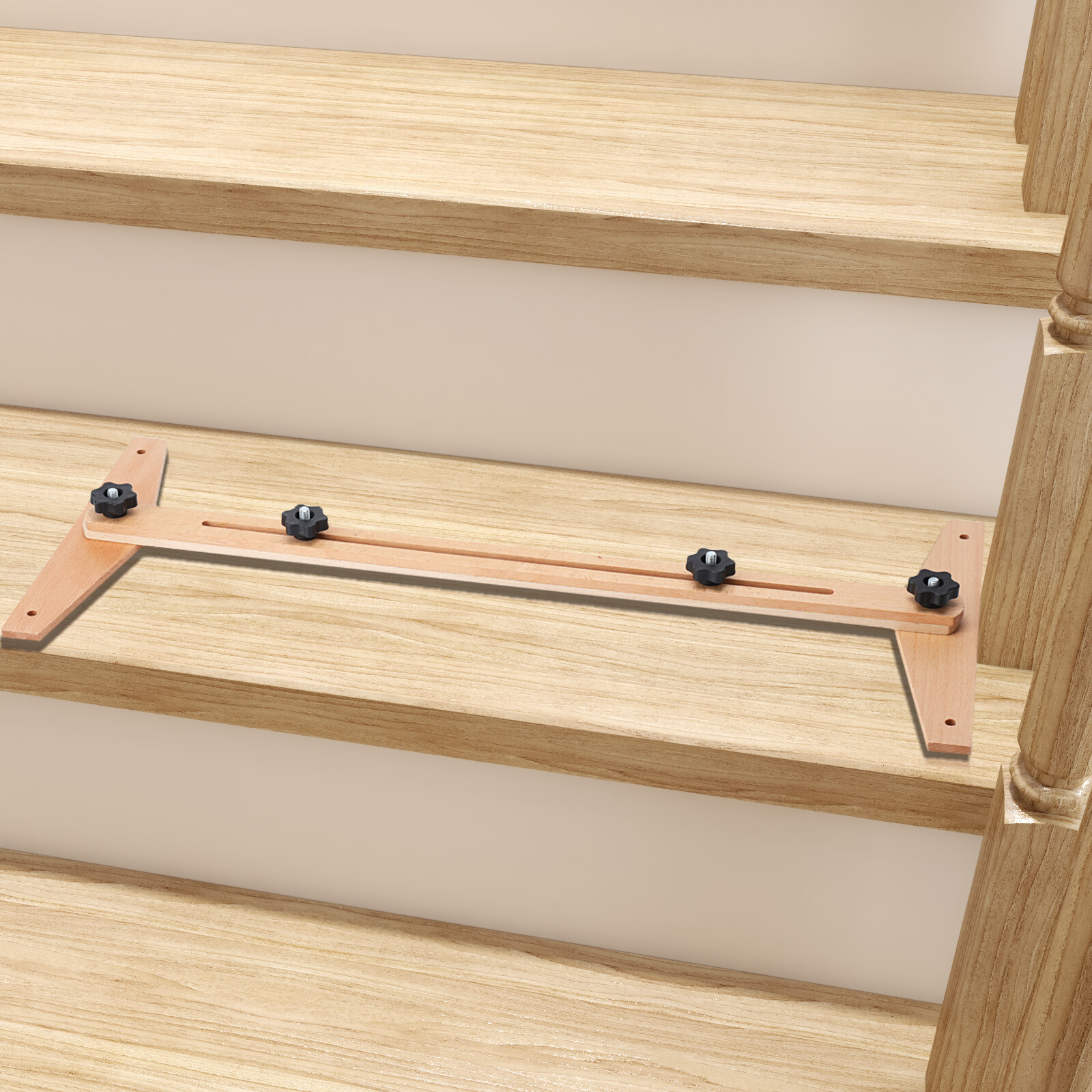 0-270° Adjustable Stair Tread Jig Gauge Home 30-49" Wooden Stair Measuring Ruler