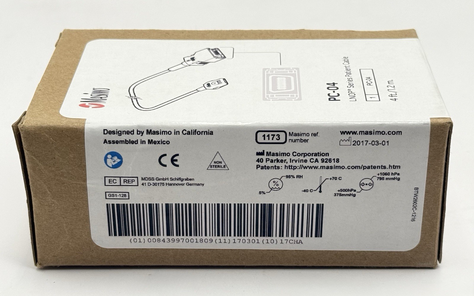 Masimo LNOP Series Patient Cable, 4 ft., PC-04 (REF: 1173)