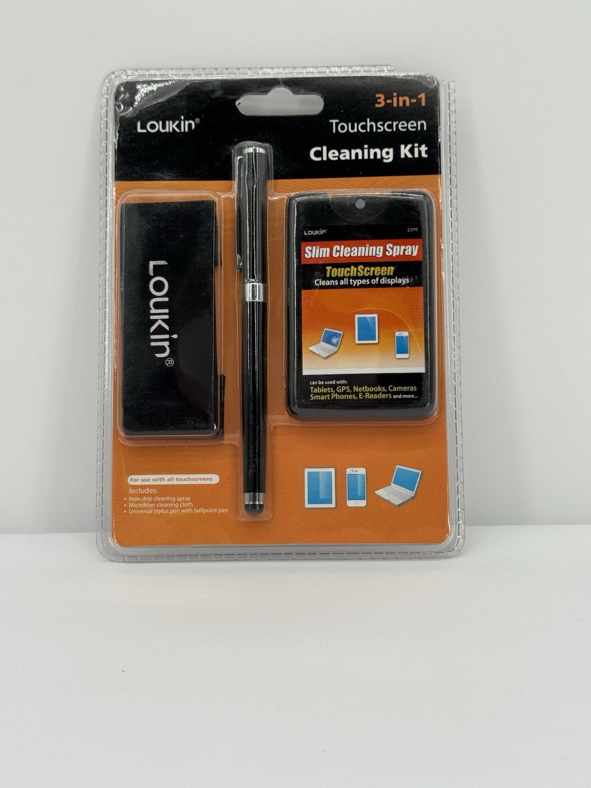 Loukin 3-in-1 Touchscreen Cleaning Kit 20ml Spray Cloth Stylus Pen Sealed