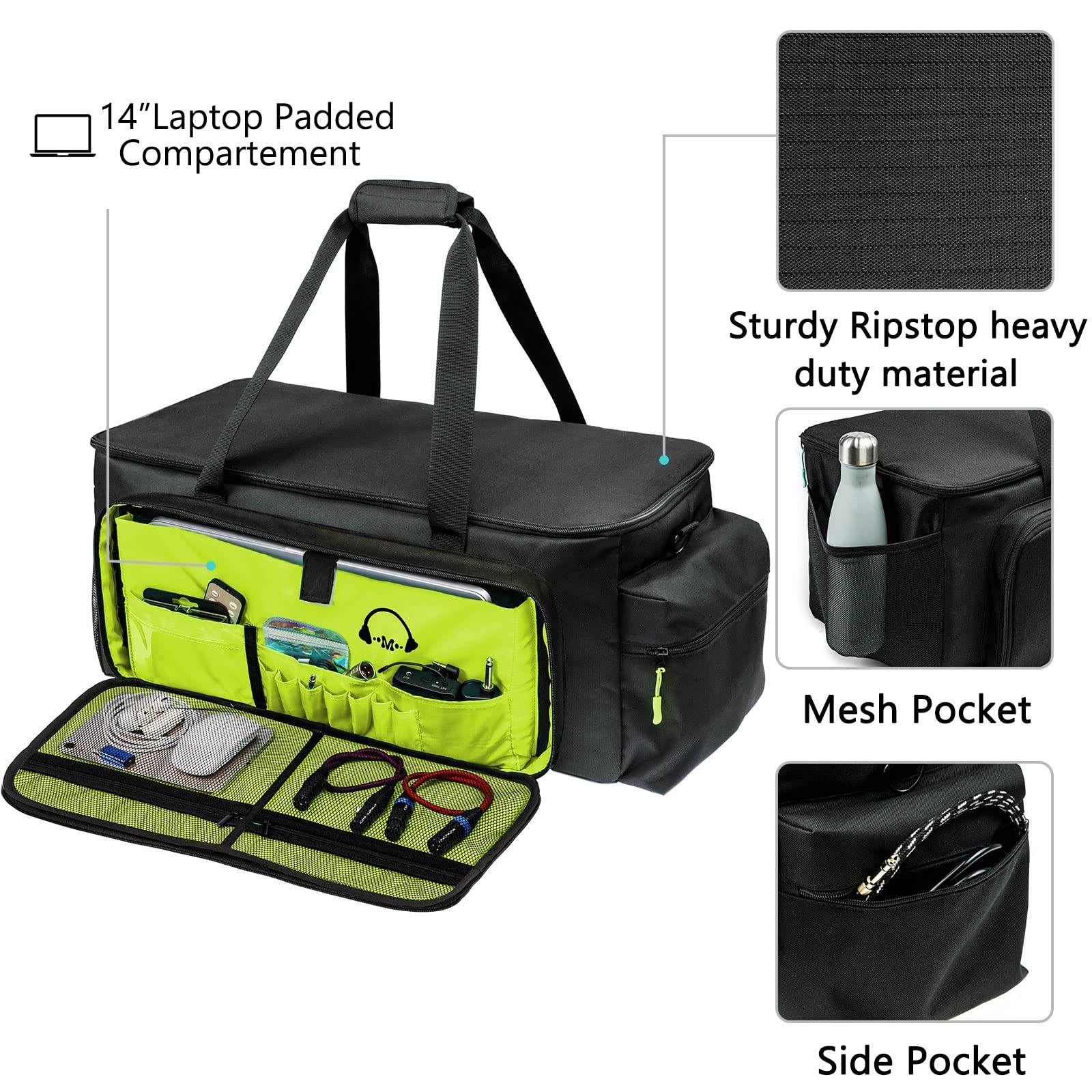 MYBAGZING Dj Cable Bag-24 Large Dj Cable File Bag-Dj Cabel Organizer Case-Tra...