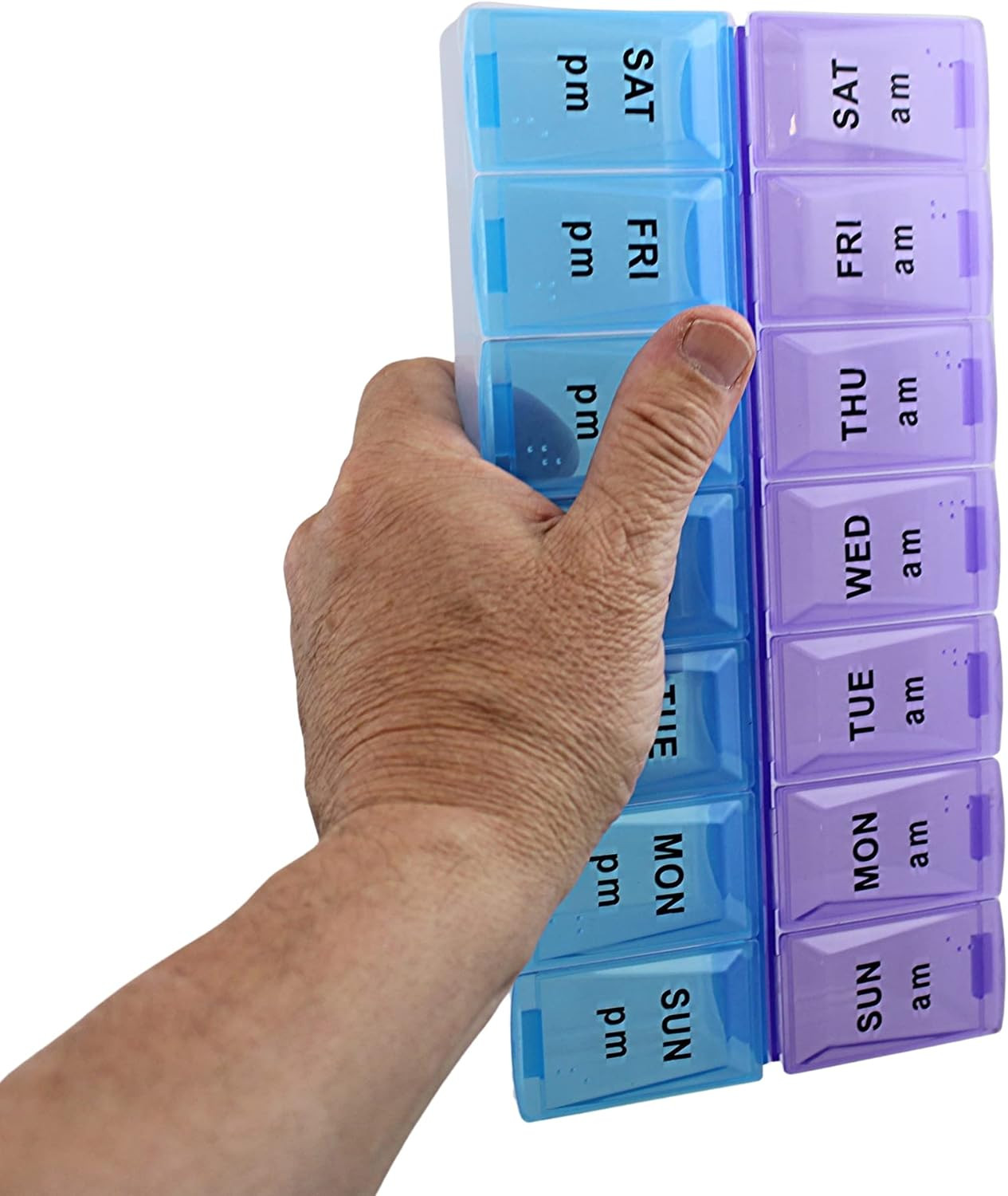 Jumbo Extra Large 9" x 4.75" Pill Organizer 7 Day 2 Times a Day Weekly Pill Box