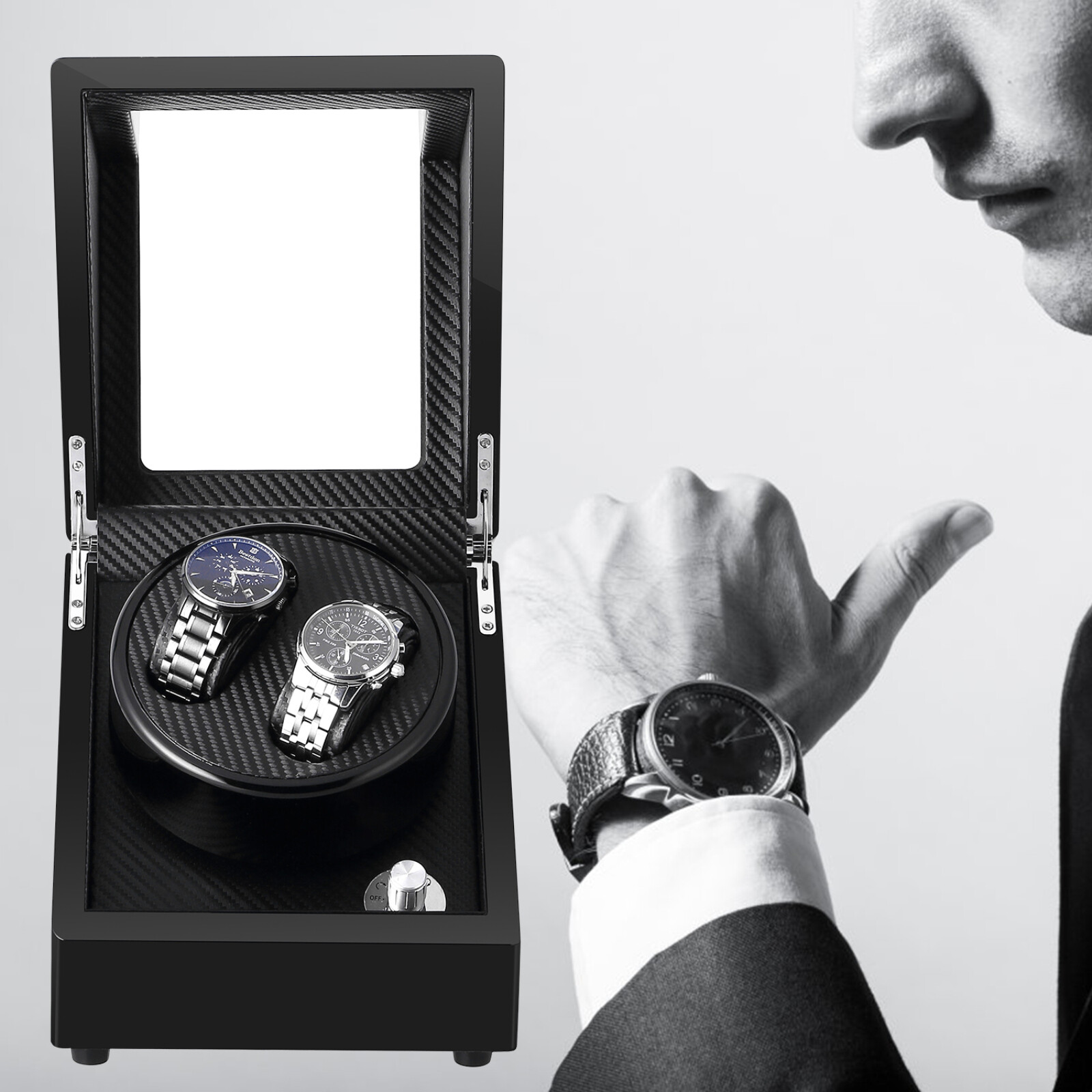 UTEN Automatic Rotation Watch Winder Storage Display Case w/ Speed Regulation