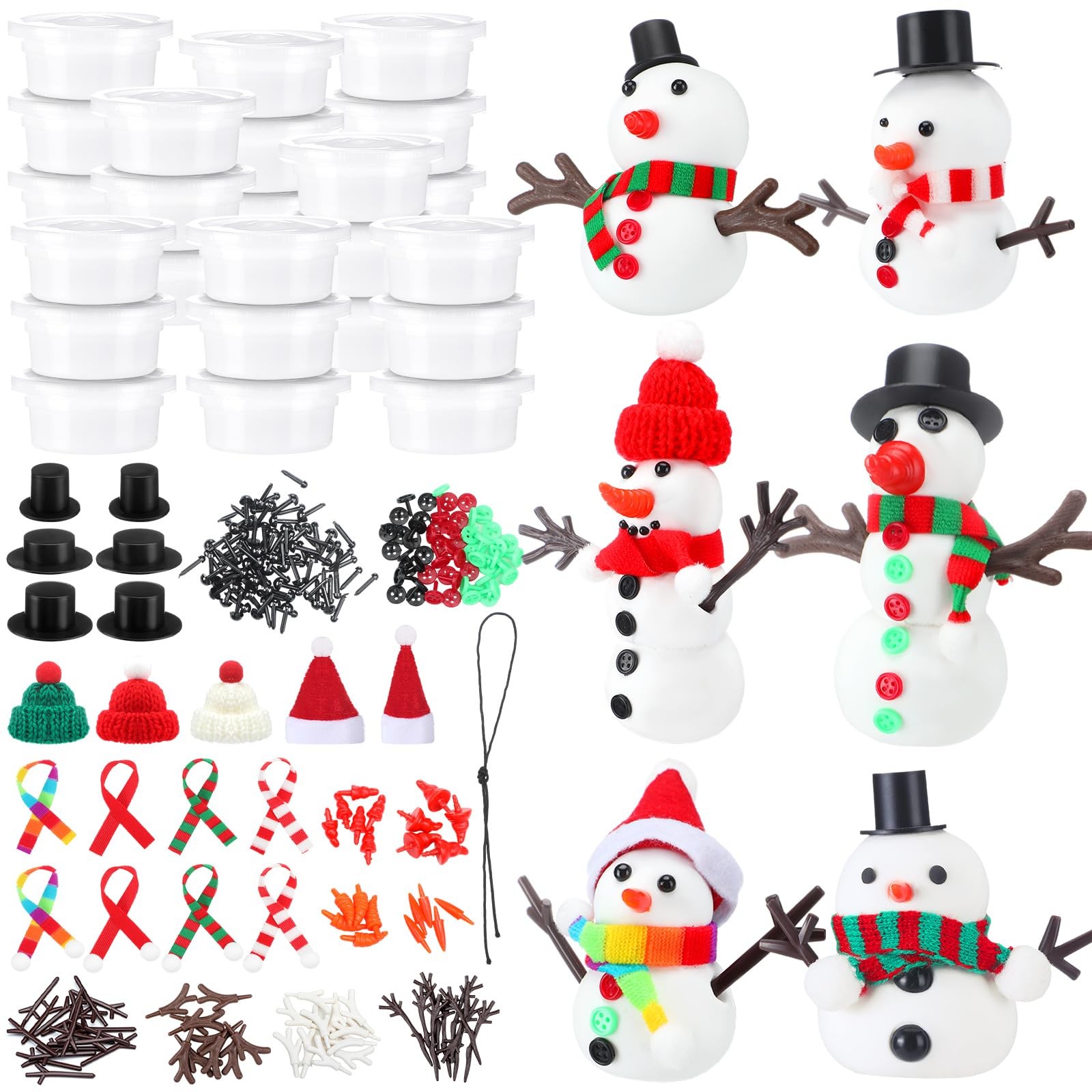 Shappy 24 Pack Christmas Snowman DIY Craft 326 Pcs 1 inch, as picture shows