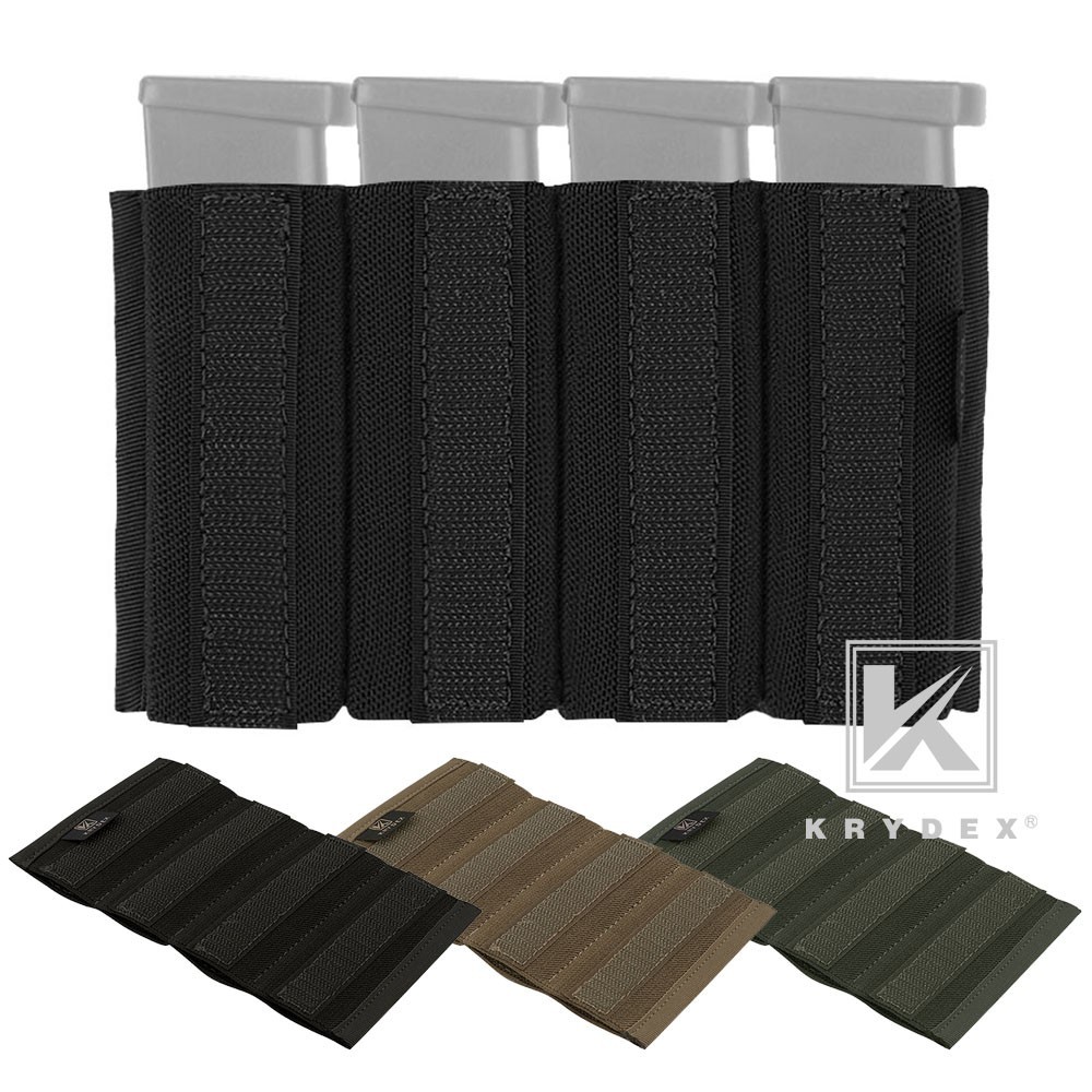 KRYDEX 9mm Pistol Fourfol Mag Pouch Elastic Insert for MK3/4 Tactical Chest Rig