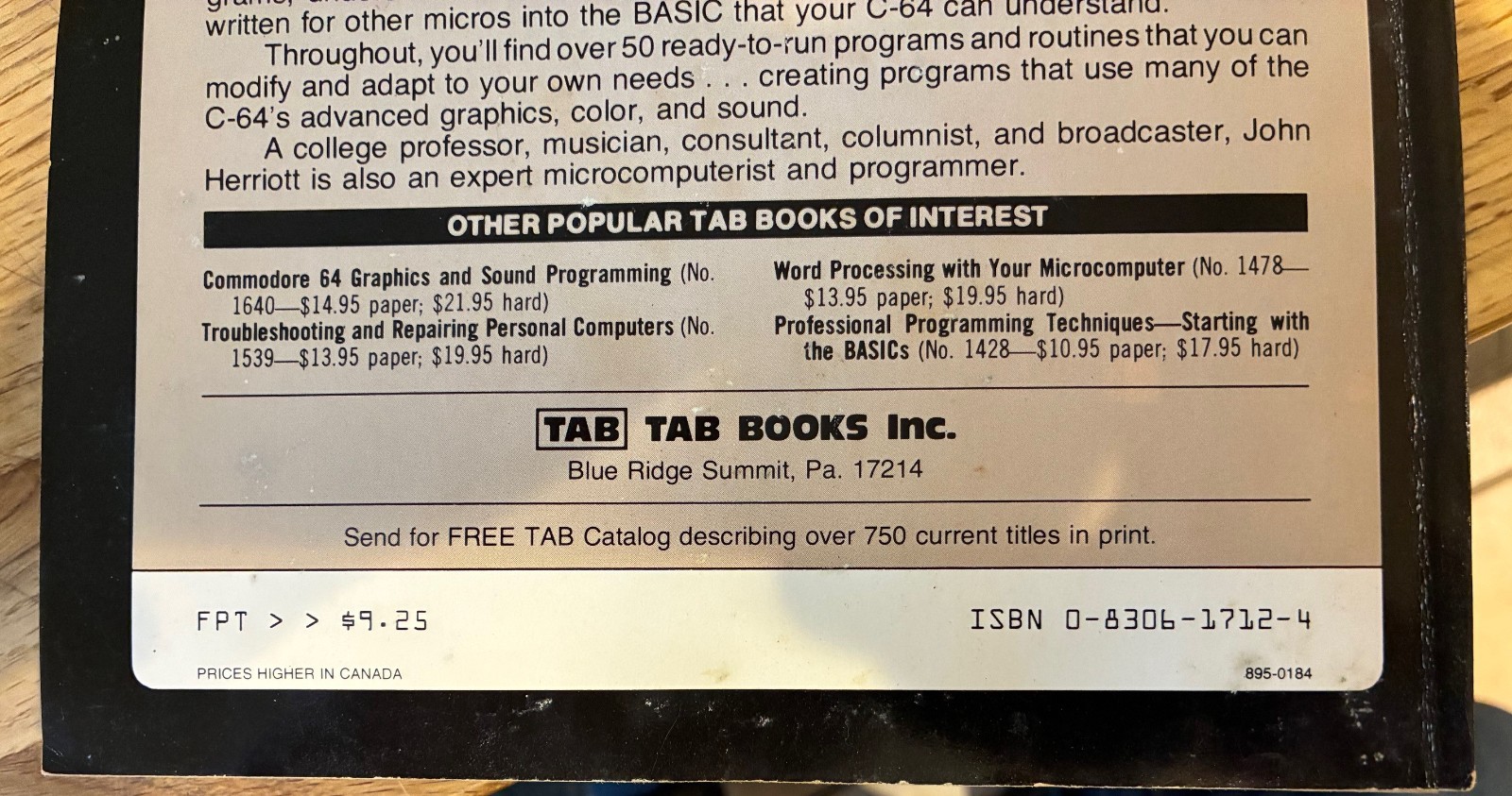Using and Programming the Commodore 64 Book John Herriott Vintage Computer