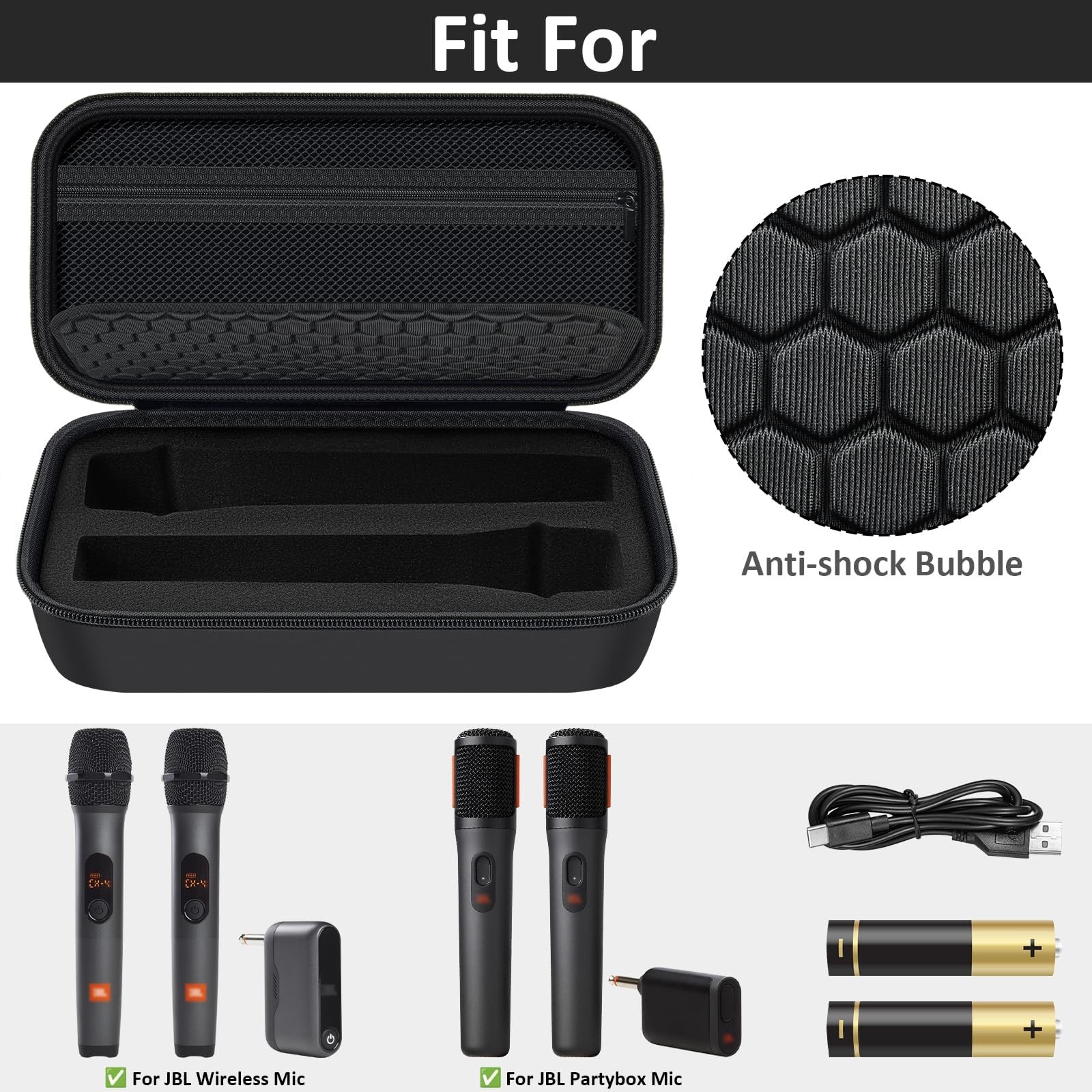 Comecase Wireless Microphone Case Compatible 11.2 x 5.9 x 3.1 inches, Black
