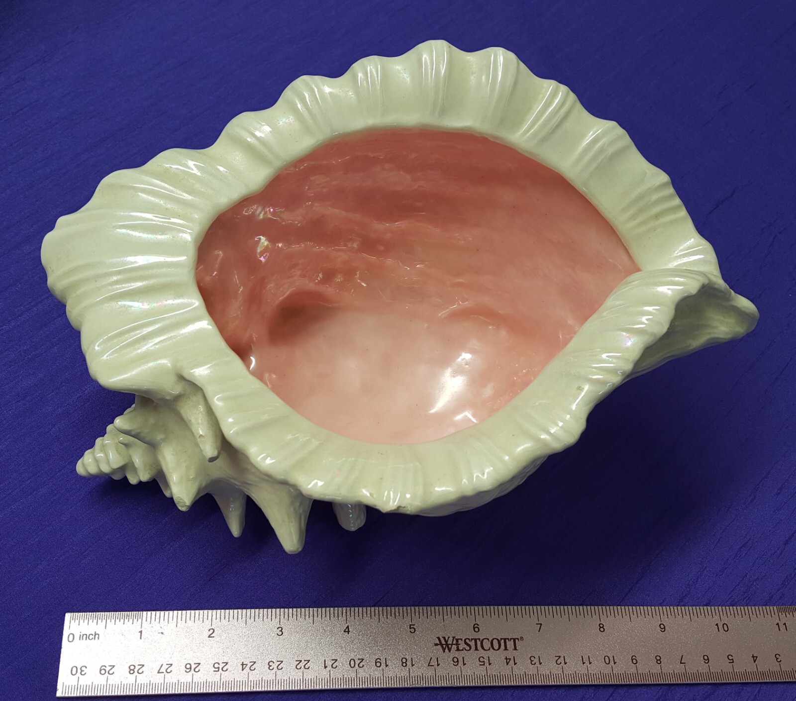 Vintage Atlantic Mold Ceramic Large Conch Sea Shell Seashell Planter Vase