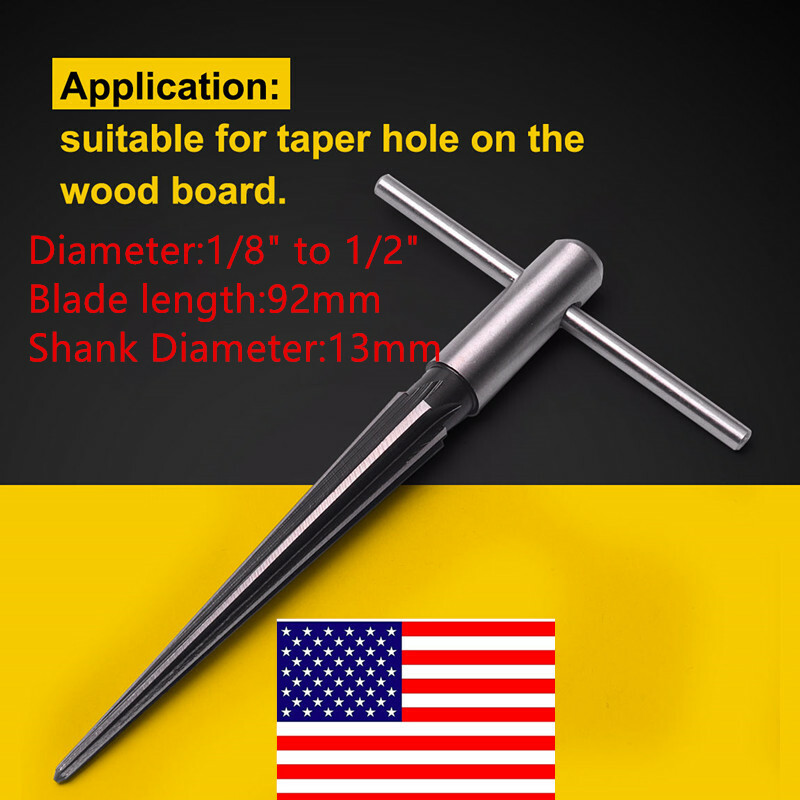 1/8"-1/2" 6 Flute Bridge Pin Hole Reamer Tapered Guitar Woodworking Luthier Tool