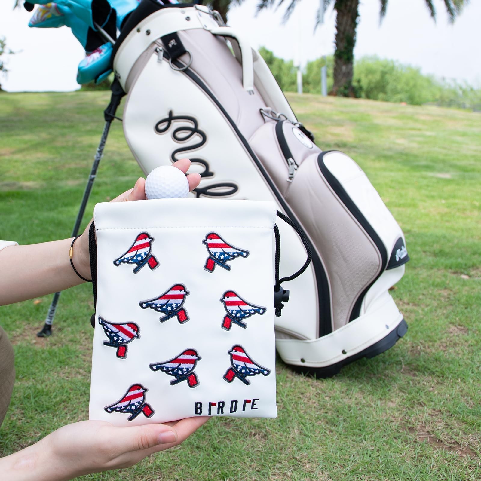 Golf Valuables Pouch, Leather Golf Tee Pouch with Drawstring Closure Portable...