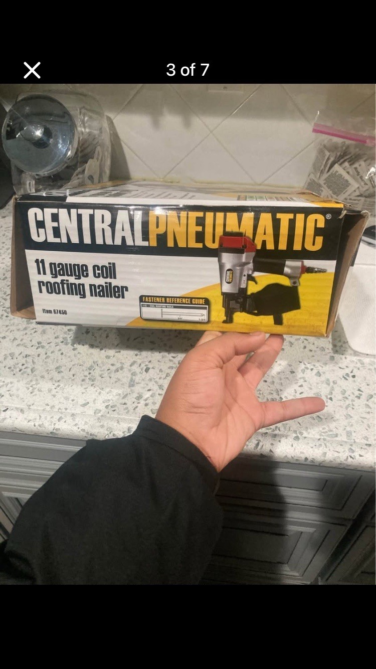 Central Pneumatic 11 Gauge Coil Roofing Nailer Model 67450