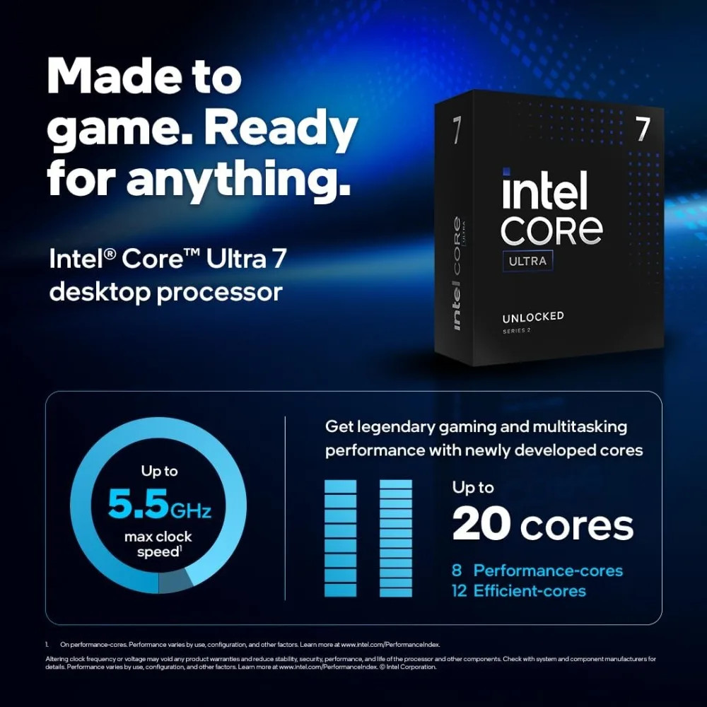 Intel Core Ultra 7 265K CPU 20 Core 8P+12E Up to 5.5GHz Desktop Processor