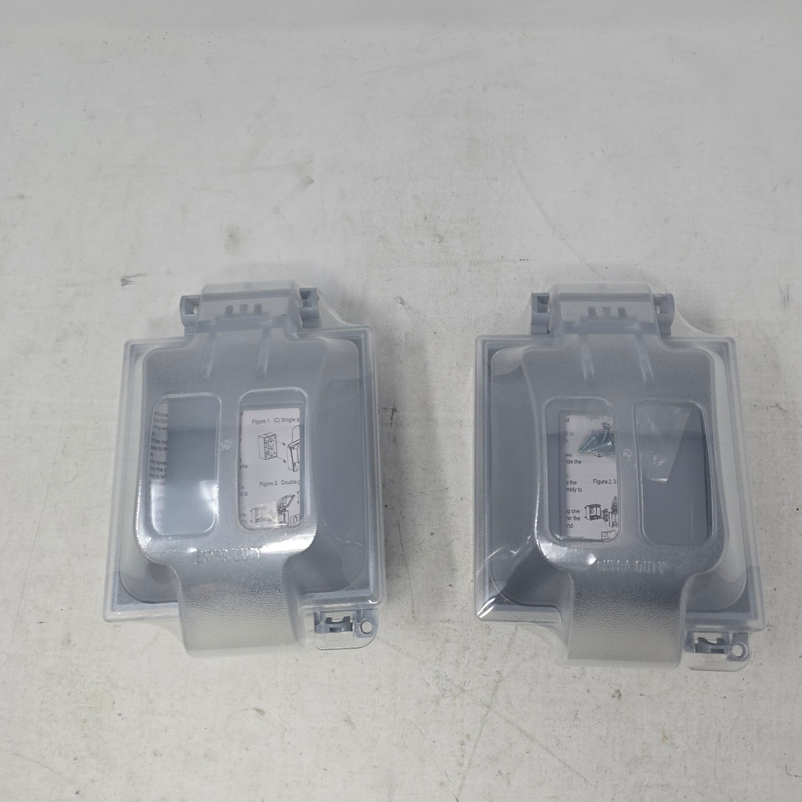 (2) WIUC21FRED DOUBLE-GANG EXTRA-DUTY  WEATHERPROOF COVER FROSTED PLASTIC