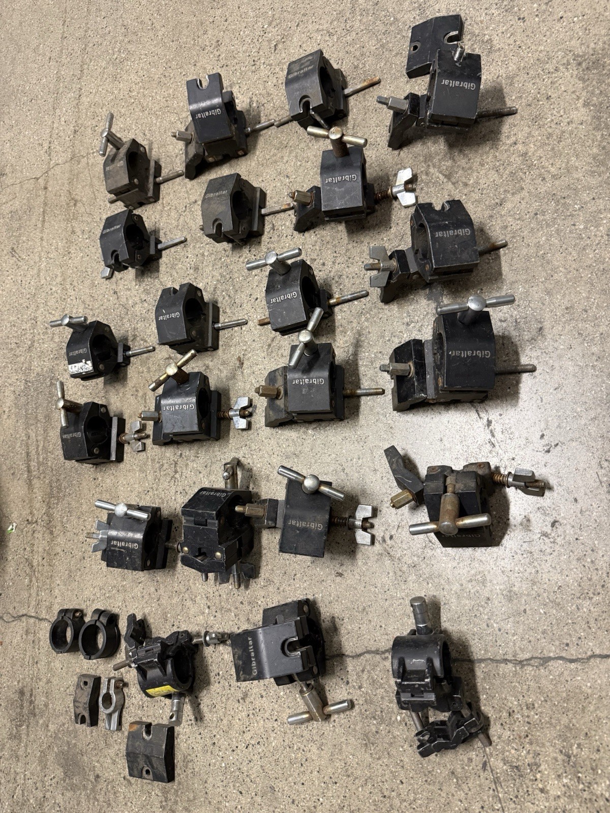 Large Lot Gibraltar Drum Rack Clamps - Many Missing Wing Nuts - Great Project/Pa