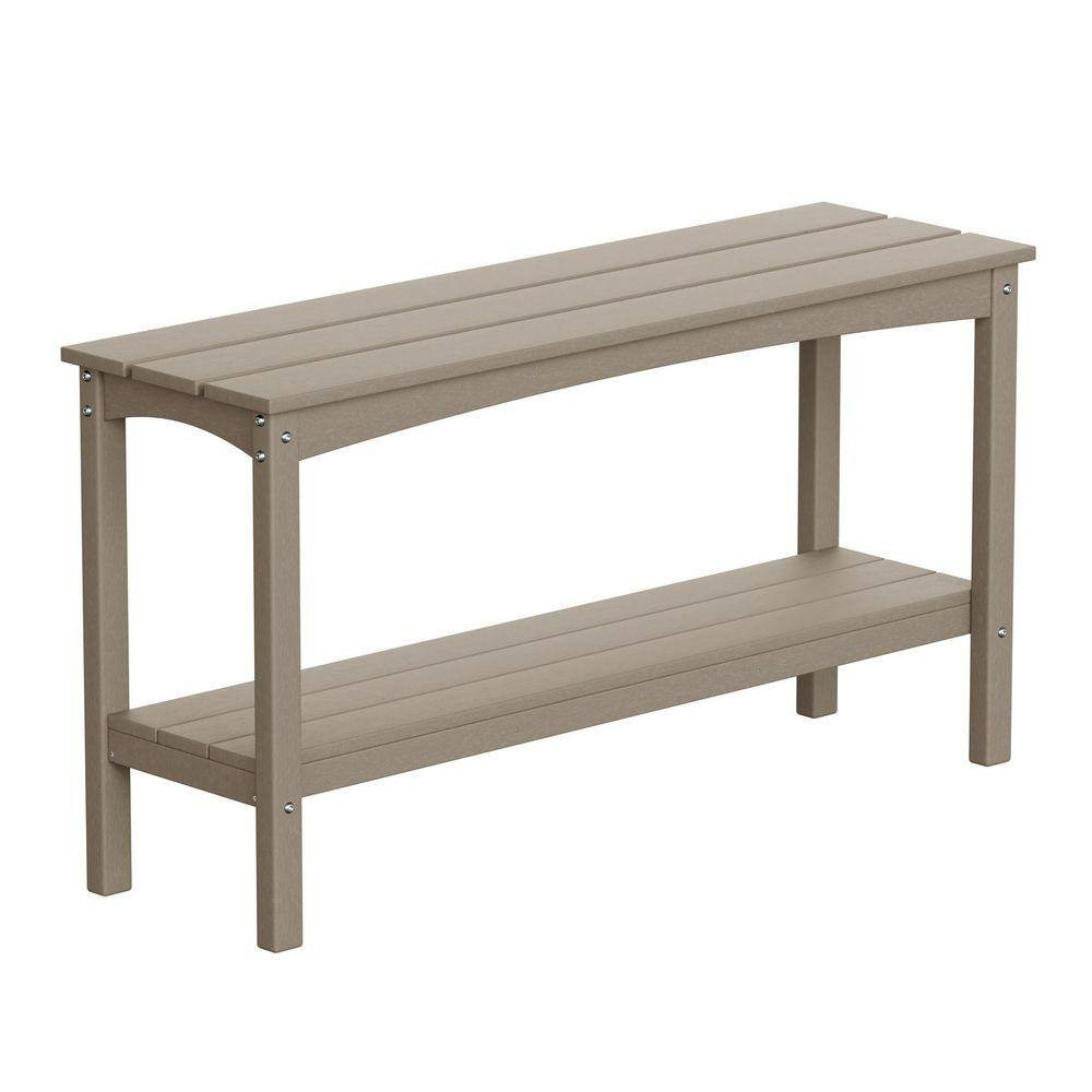 Laguna Outdoor Patio Bar Console Table with Storage Shelf Weathered Wood