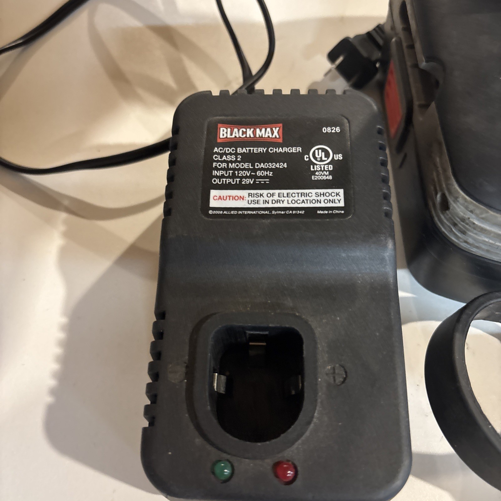 Black Max 24V Cordless Drill Driver w/ Weak Battery & Charger