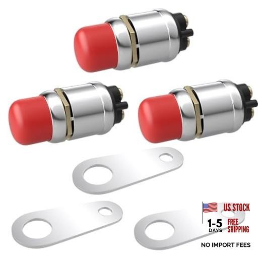 3 PCS Push Button Starter Switch 12V 50A - Waterproof Momentary Start - Red-3